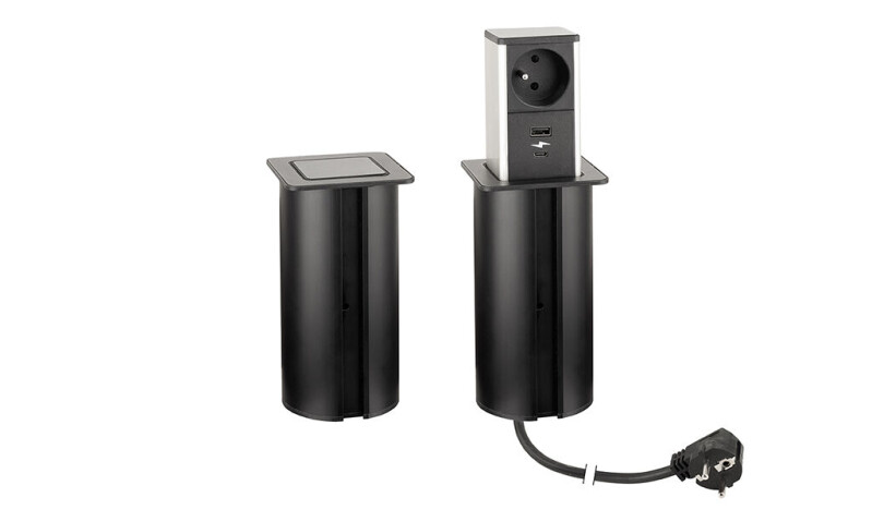 Elektrická zásuvka PowerUp 2x230V 2xUSB A+C černá 